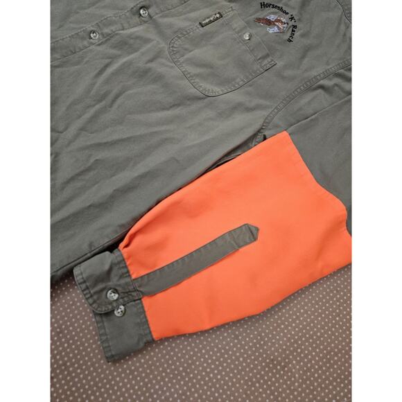 Columbia Shooting Hunting Shirt Olive Green Orange Button Down Size Large - Picture 3 of 11